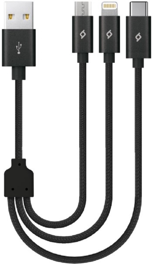 Кабель интерфейсный TTEC 2DK31 тройной/Data Mini/USB-A/Lightning/Micro USB/USB-C. Длина: 30 см. Цвет: черный