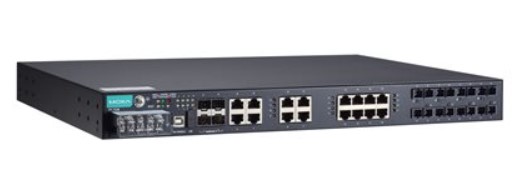 Коммутатор управляемый MOXA PT-7528-8SSC-16TX-4GSFP-WV-WV в 19 стойку, 8 портами 10/100BaseF(X) (одномодовые, SC), 16 портов 10/100/BaseT(X), 4 порта
