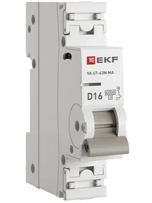 Автоматический выключатель EKF M63MA6116D ВА 47-63N MA 1P 16А (D) 6кА без тепл. расцепит. PROXIMA