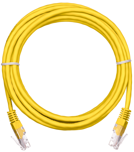 Кабель патч-корд U/UTP 5e кат. 1м Netlan EC-PC4UD55B-BC-PVC-010-YL-10 2хRJ45/8P8C 26AWG(7x0.16 мм), чистая медь, PVC нг(B), желтый, уп/10шт