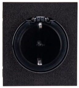 Розетка с заземлением KRANZ KR-78-0702-5 MIELE STRONG с/у, со шторками и крышкой 16А антрацит