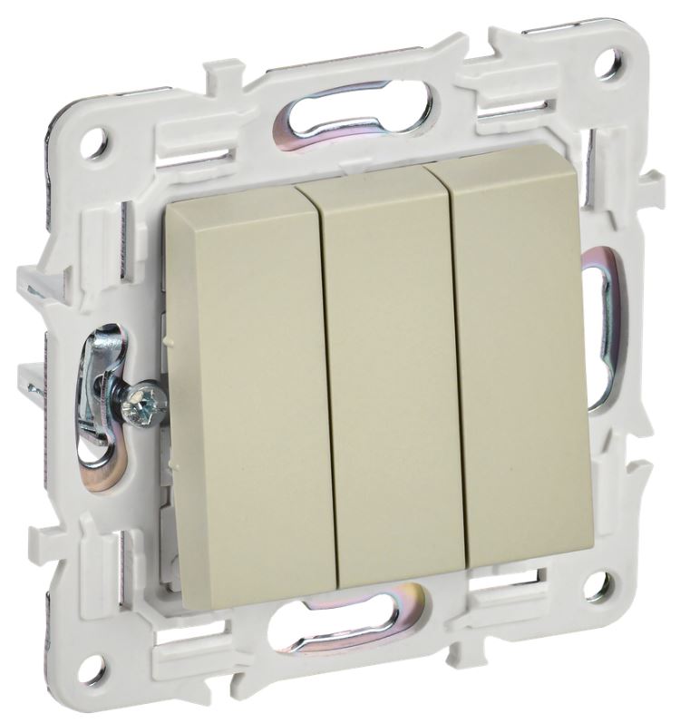 Выключатель трехклавишный IEK SK-V30-0-10-K10 SKANDY 10А SK-V11B бежевый
