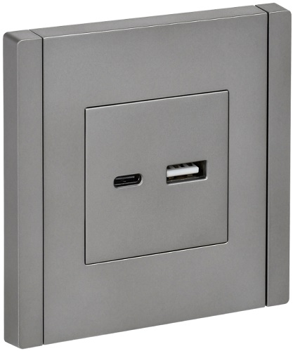 Розетка USB IEK FP-U22-D31-K46 FORTE&PIANO тип A+тип C 3,1А FP550 сталь