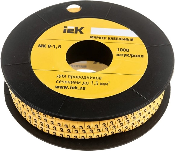 Маркировочные кольца Маркер на кабель IEK UMK00-3 МК0- 1,5мм символ 3 (1000шт/упак)