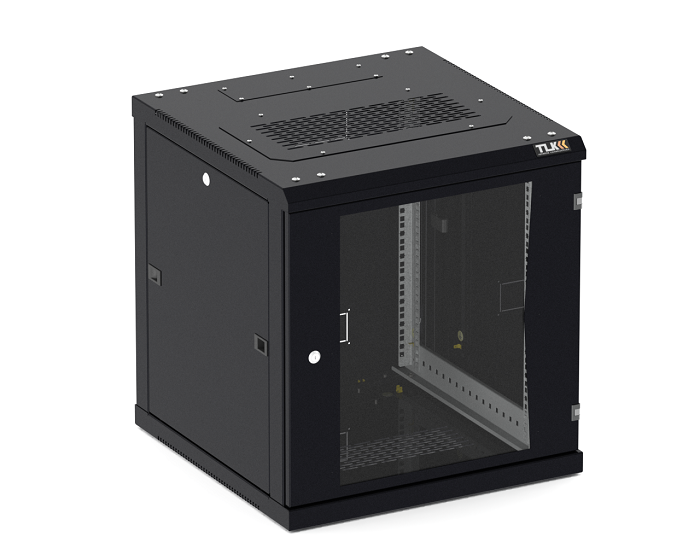 Шкаф настенный 19, 12U TLK TWC-126060-R-G-BK стеклянная дверь, Ш600хВ636хГ600мм, 2 пары монтажных направляющих, черный