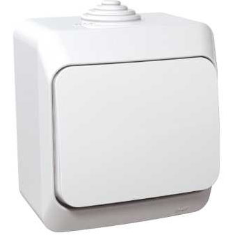Выключатель Schneider Electric BA10-041B Этюд 1-клавишный, наружный, 10 А, 220/250 В, IP44, в сборе (белый)