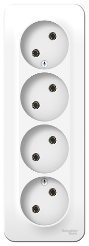 Розетка Schneider Electric BLNRA000411 4-я б/з без шторок 16А, 250В, изолир. пластина (белый) наруж
