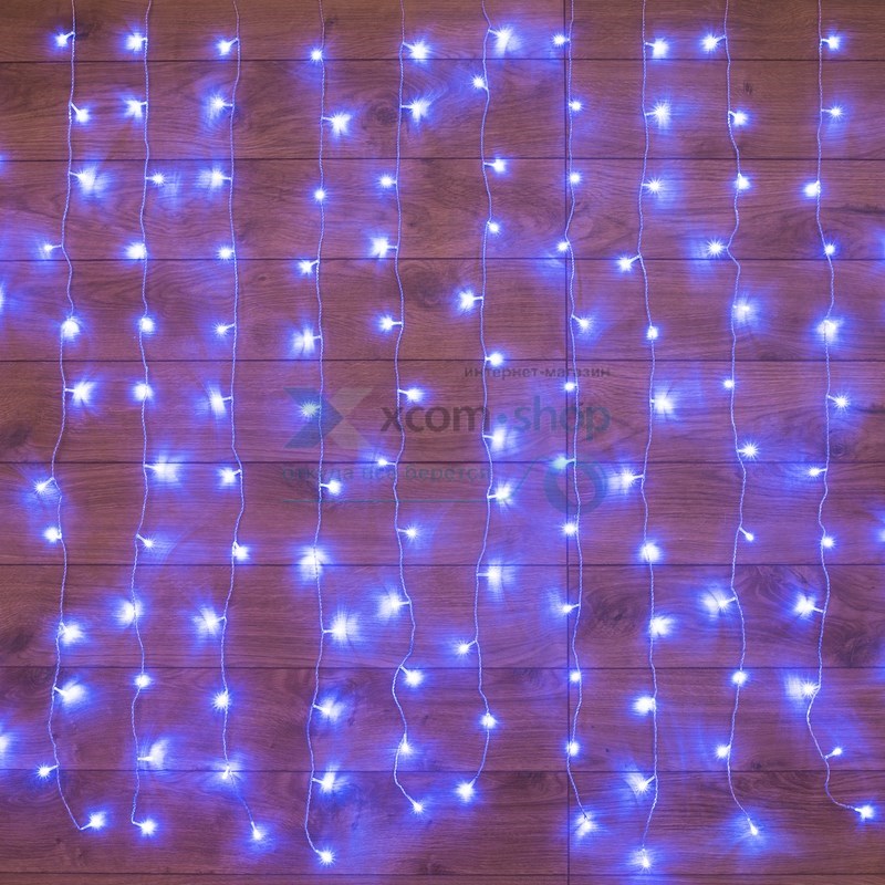 Гирлянда NEON-NIGHT 235-103 светодиодный дождь 2x0,8м, прозрачный провод, 230 В, диоды синие, 160 LED