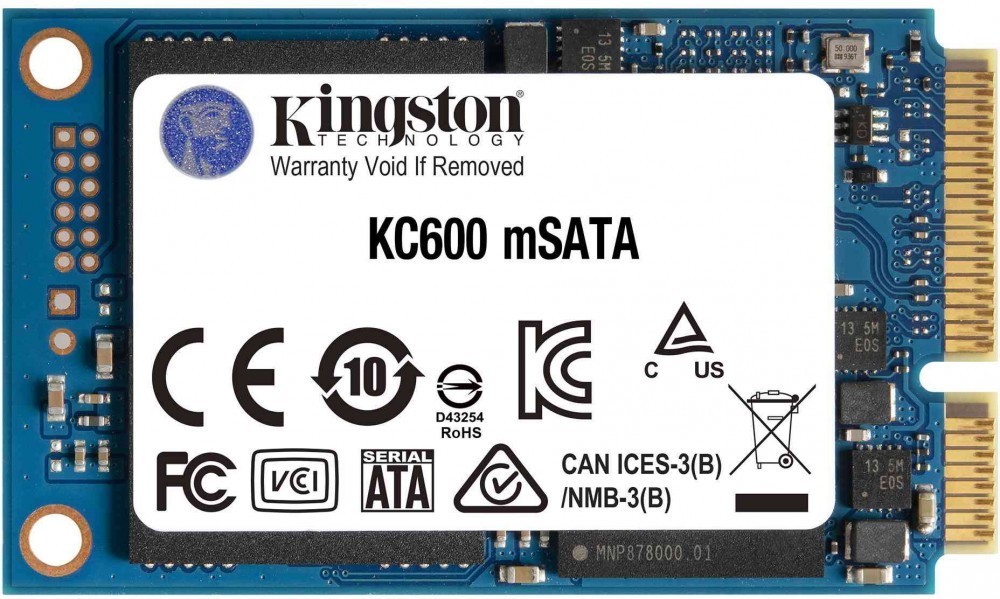 Накопитель SSD mSATA Kingston SKC600MS/1024G KC600 1TB SATA 6Gb/s 3D TLC 550/520MB/s MTBF 1M
