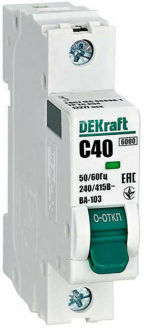  Автоматический выключатель DEKraft 12277DEK 1Р 40А х-ка C ВА-103 6кА