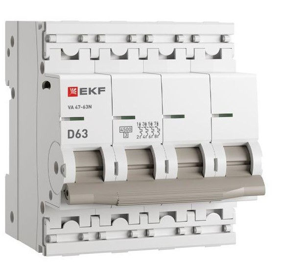 Автоматический выключатель EKF M634463D 4P 63А (D) 4,5kA ВА 47-63N PROxima