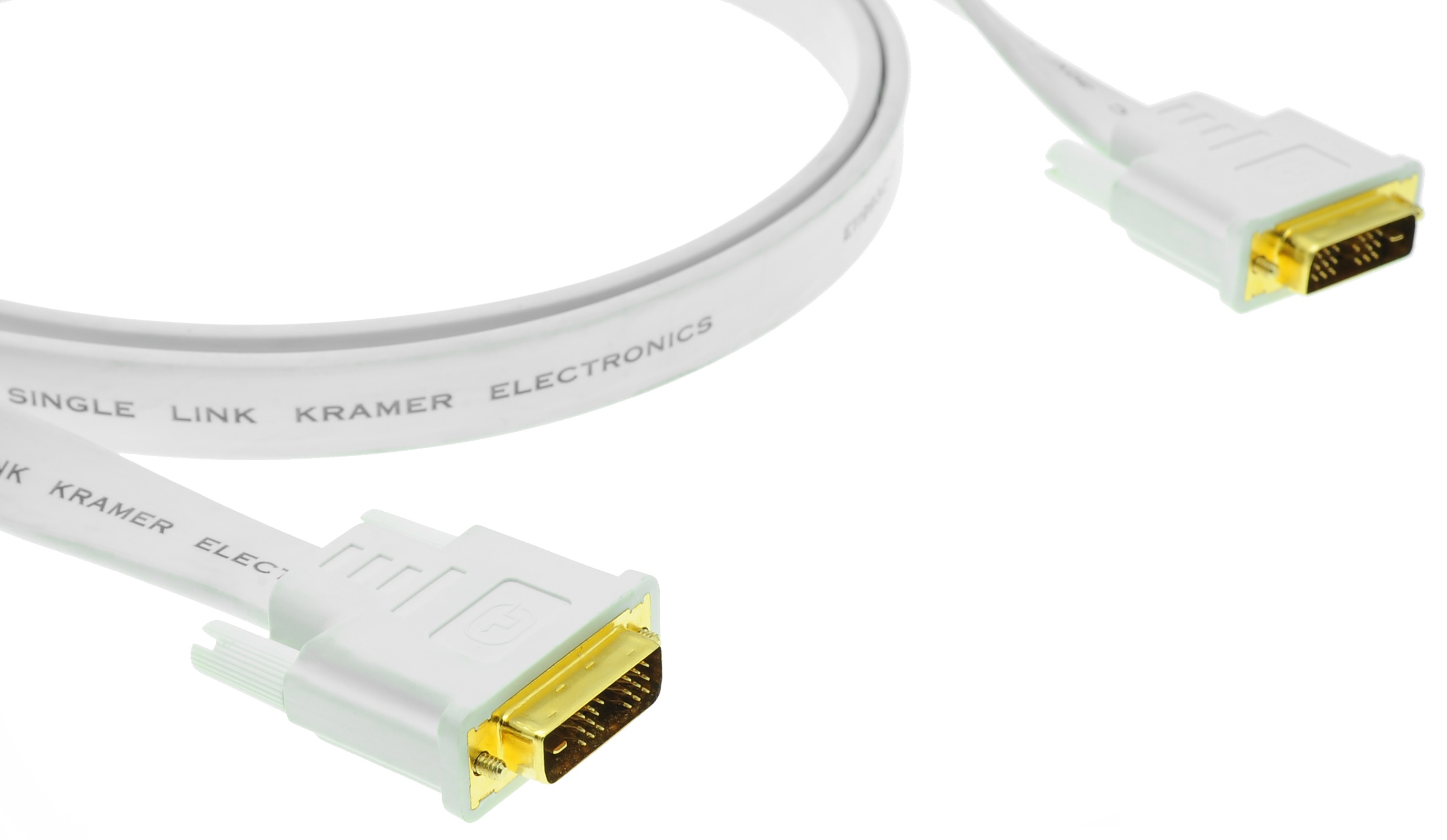Кабель интерфейсный DVI-DVI Kramer C-DM/DM/FLAT(W)-3 97-07070003 Single link (Вилка - Вилка), 0.9м, плоский, белый