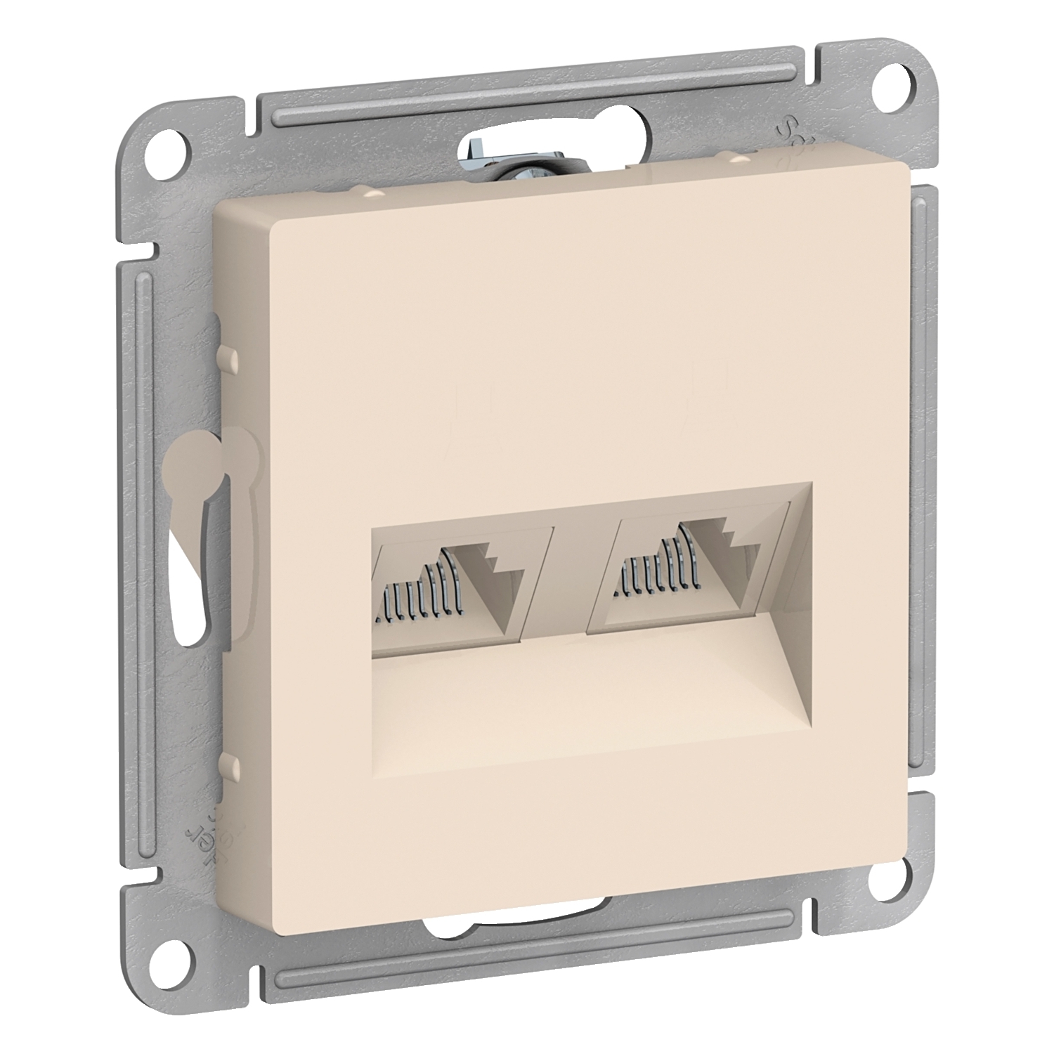Розетка Schneider Electric ATN000285 AtlasDesign, двойная, компьютерная, RJ45+RJ45, кат.5E, механизм, бежевая