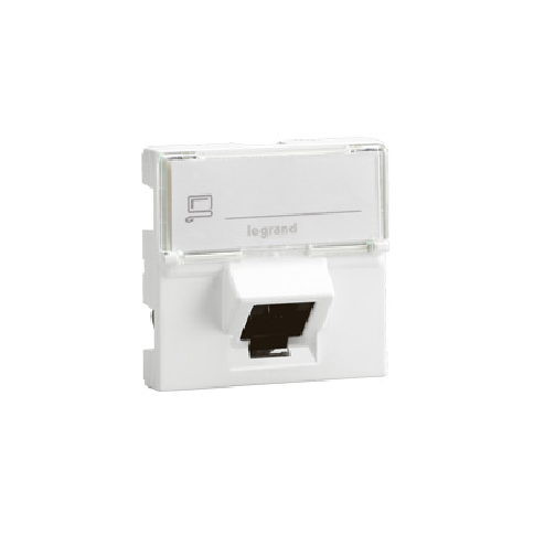 Розетка Legrand 076505 Программа Mosaic - RJ 45, категория 6, FTP 45°, 2 модуля, белый