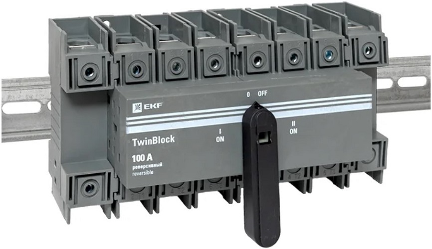 Рубильник EKF tb-s-100-4p-rev 100A 4P реверсивный c рукояткой для прямой установки TwinBlock
