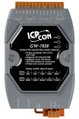   Xcom-Shop Преобразователь ICP DAS GW-7828 CR Modbus RTU Slave to M-Bus Master Gateway (RoHS)