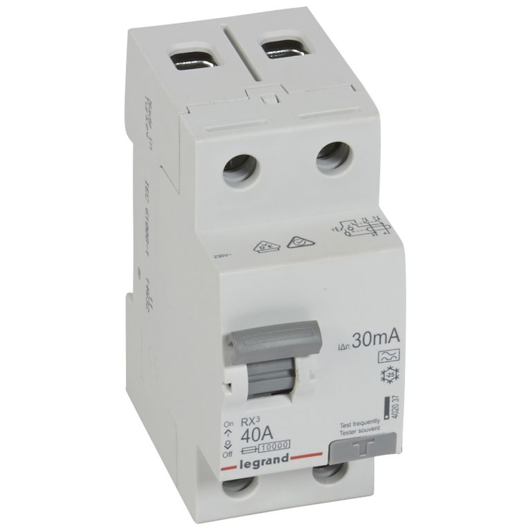 Выключатель дифференциального тока (ВДТ, УЗО) Legrand 402037 RX³ - 2П, 230 В~, 40 А, тип A, 30 мА, 2 модуля