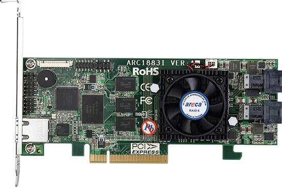 Контроллер Areca ARC-1883i PCIe 3.0 x8 LP, SAS/SATA 12G, RAID 0,1,5,6,10,50,60, 8port (2*int SFF8643), Cache 2GB RTL