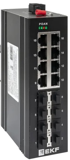 Коммутатор промышленный неуправляемый EKF TSX-U-8GX/SFP-8GT U-8GX/SFP-8GT 8 портов 1000Base-X SFP 8 портов 10/100/1000Base-T(X) RJ45 монтаж на DIN-рей