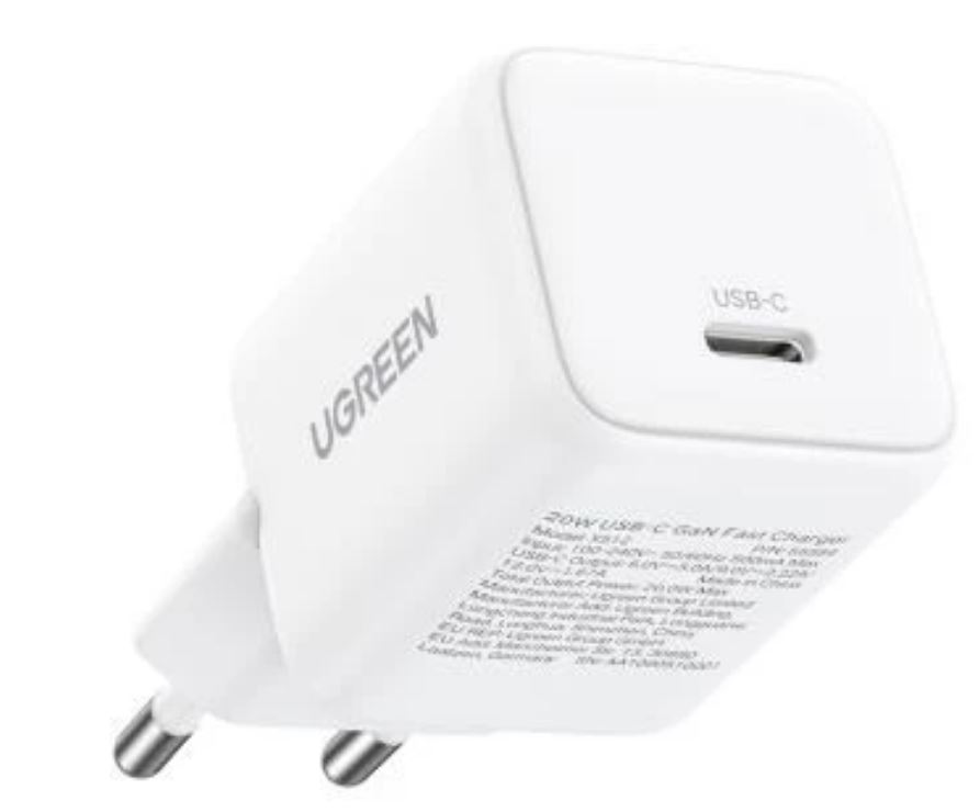 Зарядное устройство сетевое UGREEN X512 55554_ mini 20W USB-C GaN Fast Charger EU. цвет: белый