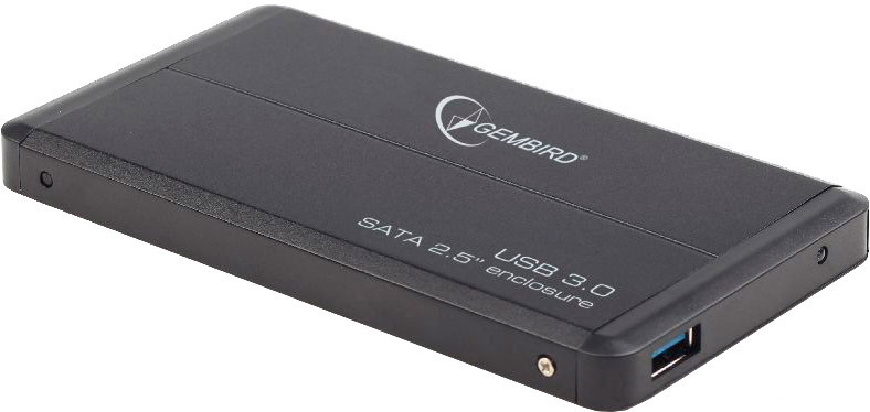 Внешний корпус для HDD SATA 2.5” Gembird EE2-U3S-2 для HDD/SSD SATA 6Gb/s 2.5, USB 3.0, алюминий, черный