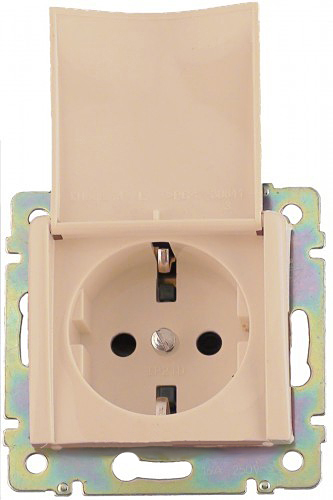 Розетка Legrand 774322 Valena с заземлением, с откидной крышкой, 2К+3,16А, 250В, IP20 (слоновая кость)