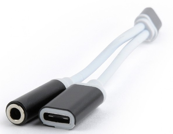Переходник Cablexpert CCA-UC3.5F-02  , USB Type-C/Jack3.5 F+ Type-C F, черный, пакет