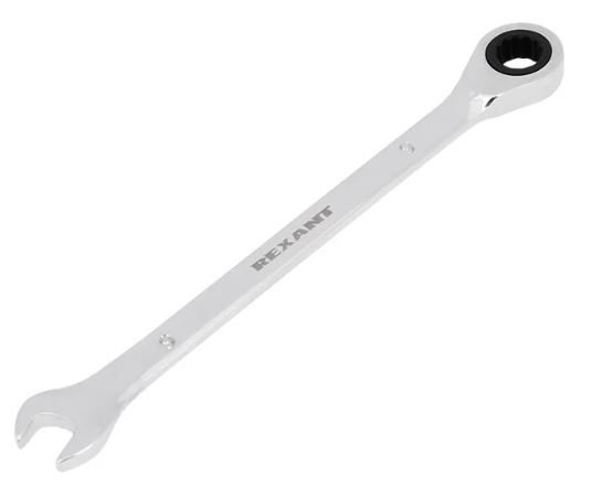 Ключ комбинированный Rexant 12-5804-1 трещоточный 9мм, CrV, зеркальный хром