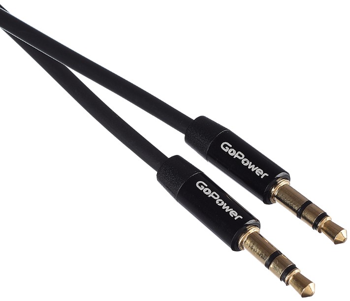 Кабель GoPower 00-00027478 AUX Jack 3.5mm (m)-Jack 3.5mm (m) 1.0м TPE черный в пакете (1/500) (1000736425)