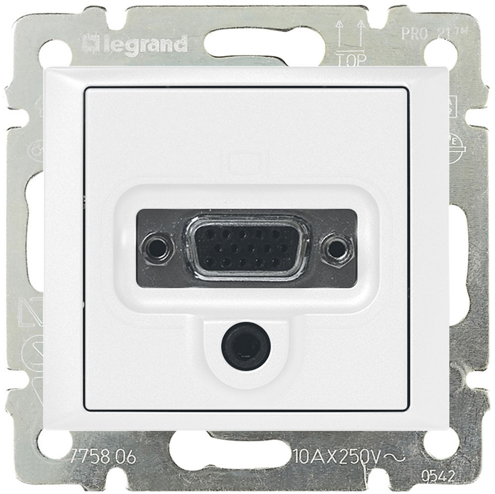 Розетка Legrand 770082 Valena CLASSIC - HD 15 + гнездо диам. 3,5 мм, белая