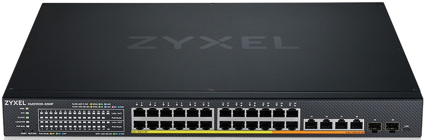 Коммутатор управляемый ZYXEL Smart L2+ XMG1930-30HP-ZZ0101F Smart L2+, NebulaFlex, rack 19, 24*RJ-45: 1/2.5G PoE+ (4 из них PoE++), 4xRJ-45: 1/2.5/5/