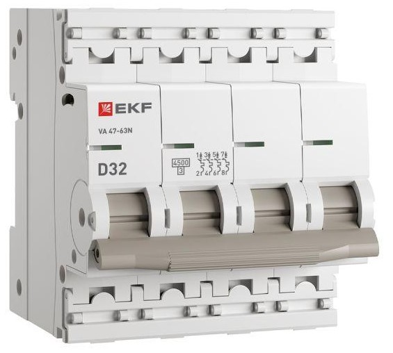 Автоматический выключатель EKF M634432D 4P 32А (D) 4,5kA ВА 47-63N PROxima