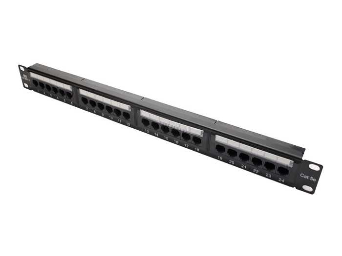 Коммутационная панель Datarex DR-4001 UTP, 19, 1U, кат.5е, 24хRJ45, 568A/В, черный