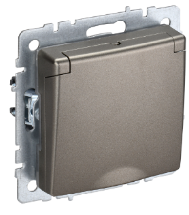 Розетка с заземлением IEK BR-R16-16-K37 BRITE с защитными шторками с кр. 16А IP20 РСбш10-3-БрШ Шампань