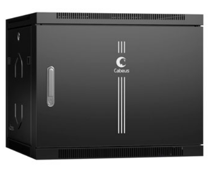 Шкаф настенный 19, 9U Cabeus SH-05F-9U60/45m-BK телекоммуникационный 600x450x501mm (ШхГхВ) дверь металл, цвет черный (RAL 9004)