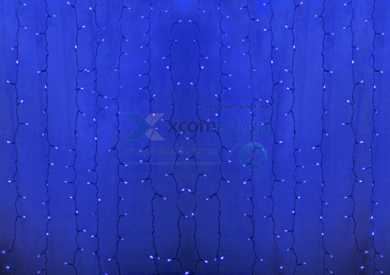 Гирлянда NEON-NIGHT 235-153-6 светодиодный дождь 2х3м, постоянное свечение, прозрачный провод, 230 В, диоды синие, 448 LED