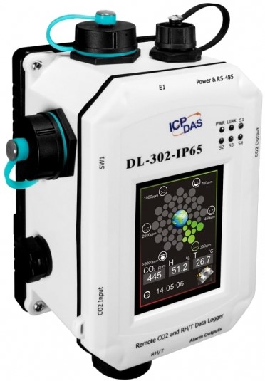 Датчик ICP DAS DL-302-IP65 CR температуры, влажности, точки росы и концентрации CO2 с функцией регистрации данных, Safety Alarm (RoHS)