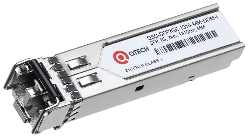 Модуль SFP QTECH QSC-SFP2GE-1310-MM-DDM-I 2км, 1,25Гбит/c, Tx=1310nm, LC, FP, MM, DDM, индустриальный