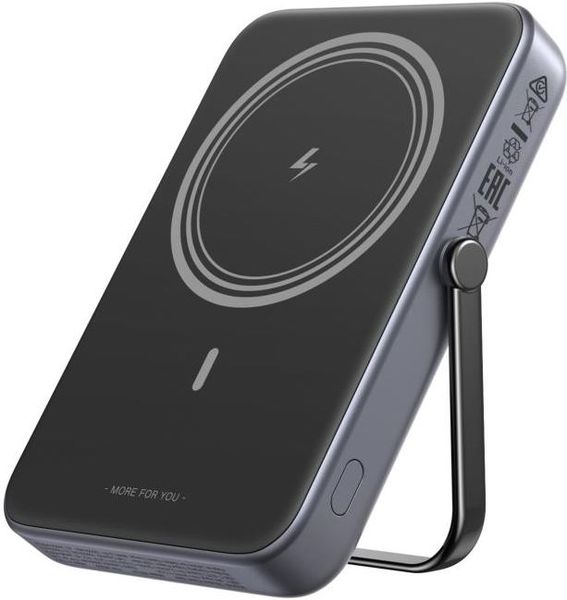 Аккумулятор внешний портативный UGREEN PB572 45327_ UNO 10000mAh Mini Magnetic Wireless Robot 20W с держателем. Цвет: серый