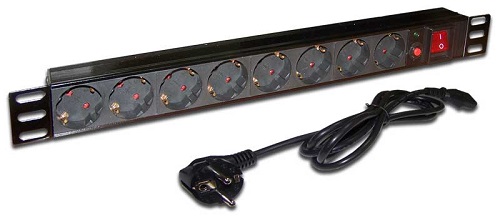 Блок розеток 19, 8 розеток TWT TWT-PDU19-10A8P-1.8 10A 250V, шнур питания 1,8м