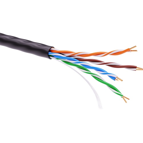 Кабель витая пара U/UTP 5e кат. 4 пары DKC RN5EUUKPEBK 24AWG(0.51 мм), медь, одножильный (solid), внешний, PE, чёрный, 'RAM telecom'' (уп/305 м)