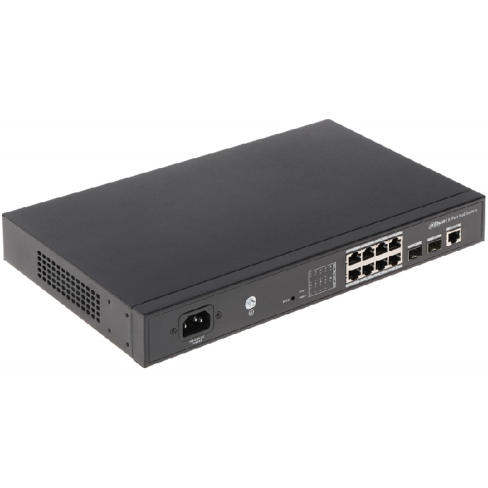 Коммутатор PoE Dahua DH-PFS4210-8GT-150 10-портовый, с 8-РОЕ портами, управляемый, 2-го уровня, 2*100/1000 Base-X 8*10/100/1000 Base-T (PoE порты), бю