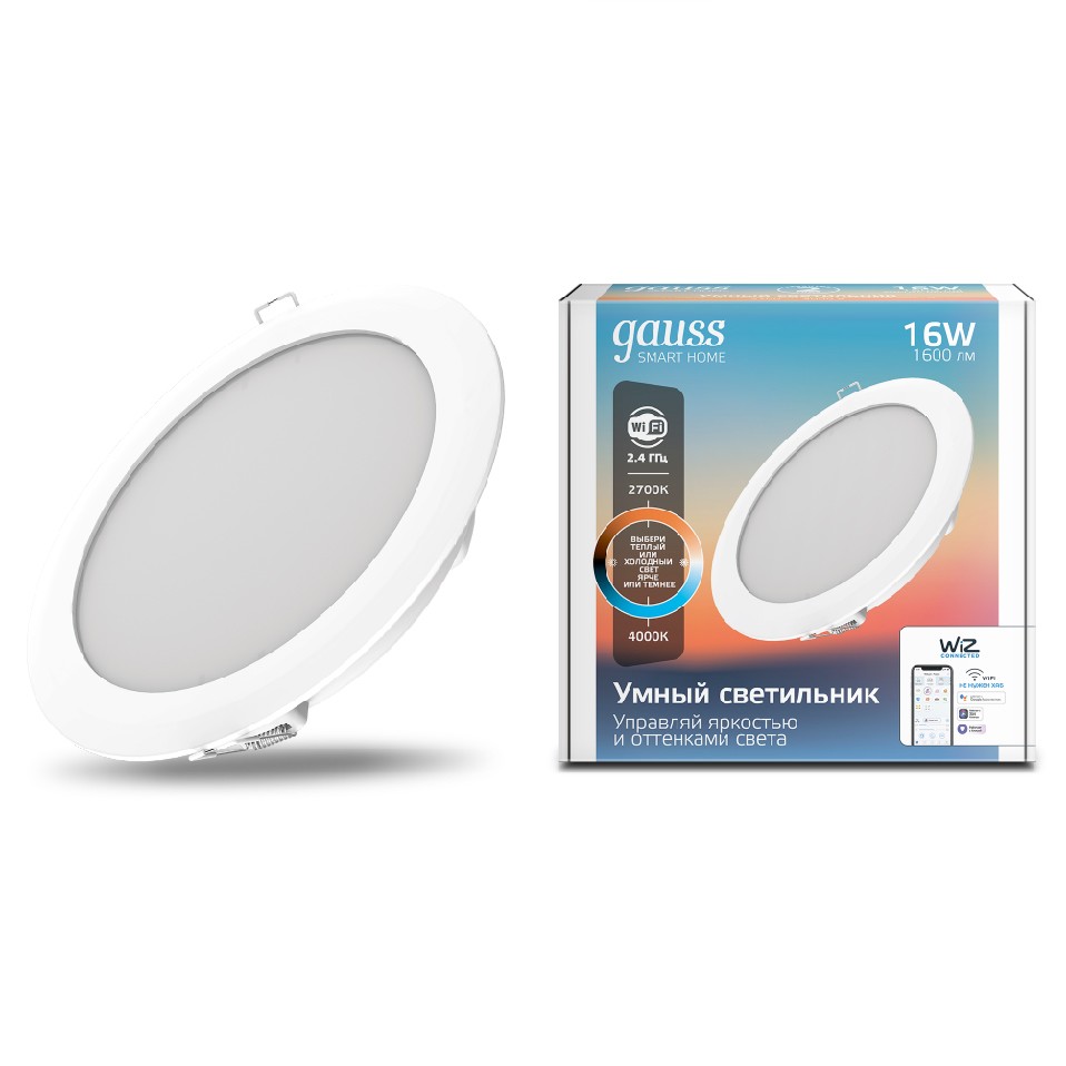 Светильник светодиодный Gauss 2040122 Smart Home DIM+CCT 16 Вт 1500...1600 лм