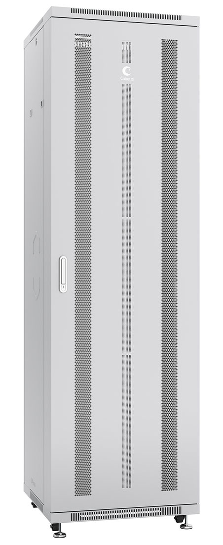 Шкаф напольный 19, 42U Cabeus ND-05C-42U80/80 800x800x2055mm (ШхГхВ) передняя и задняя перфорированные двери, ручка с замком, цвет серый (RAL 7035)