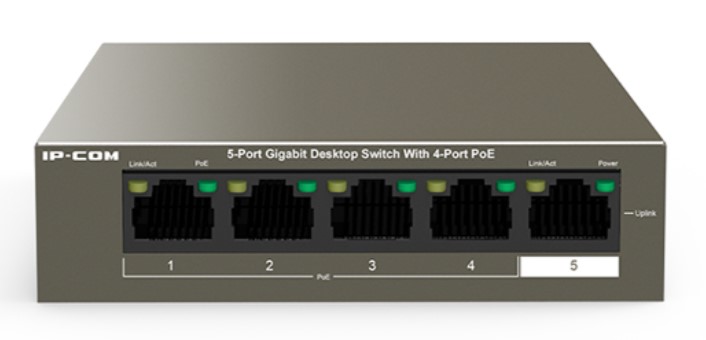  Коммутатор неуправляемый IP-Com G1105P-4-63W V1.0 4 гигабитных порта PoE и 1 гигабитным портом.