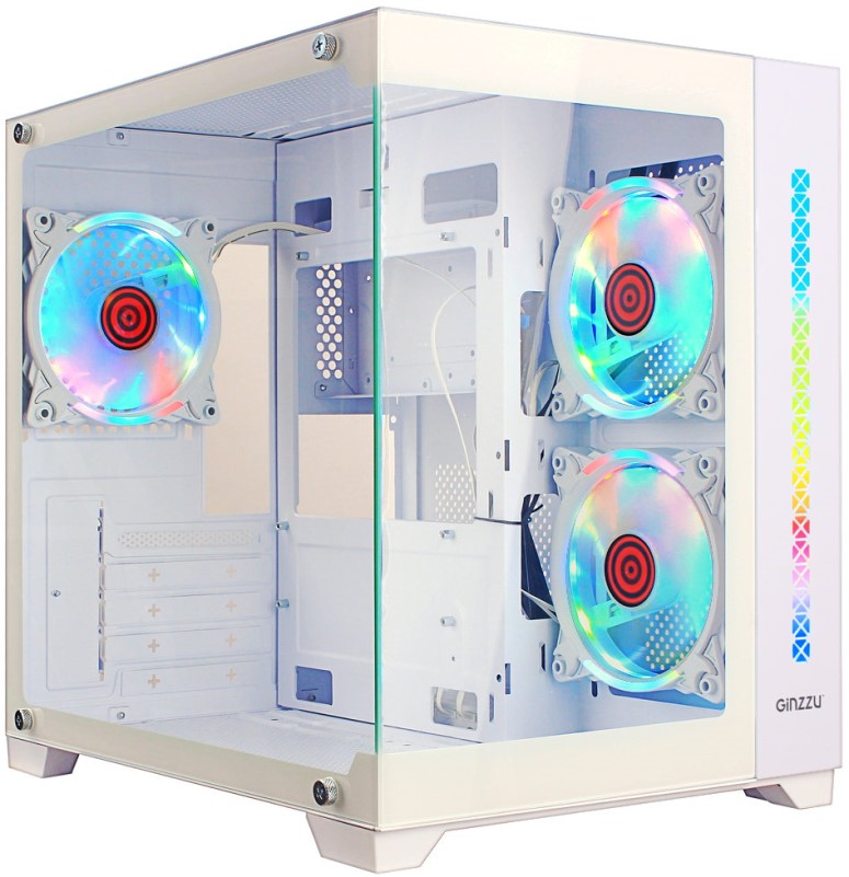 Корпуса Ginzzu  Xcom-Shop Корпус mATX Ginzzu V490 без БП, боковая и фронтальная панель из закалённого стекла, USB 2.0, USB 3.0