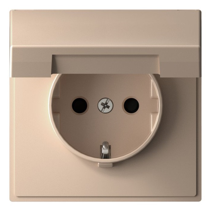 Розетка с заземлением Systeme Electric GAL001246 ArtGallery со шторками с крышкой, 16А, IP20, механизм, Песочный