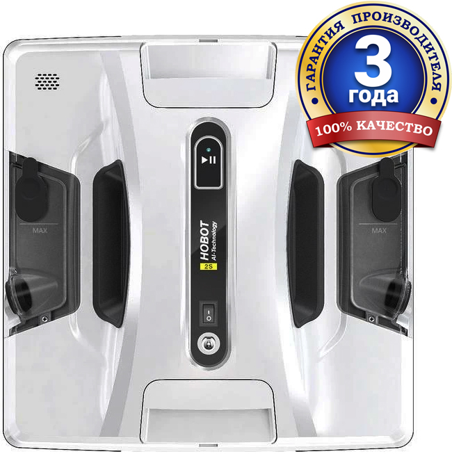 Мойщики окон  Xcom-Shop Робот-мойщик окон Hobot 2S Ultrasonic чистящие салфетки (3шт), чистящая жидкость( 220мл) белый