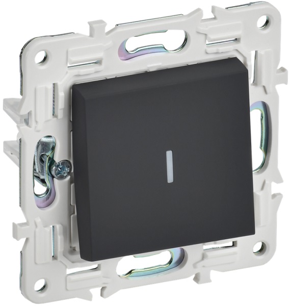 Выключатель одноклавишный с подсветкой IEK SK-V10-1-10-K53 SKANDY 10А SK-V07G Графит
