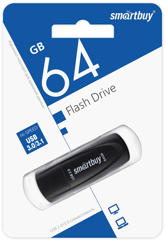 Накопитель USB 3.1 64GB SmartBuy SB064GB3SCK Scout чёрный